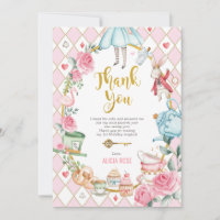 Alice in Wonderland Birthday Tea Thank You Card