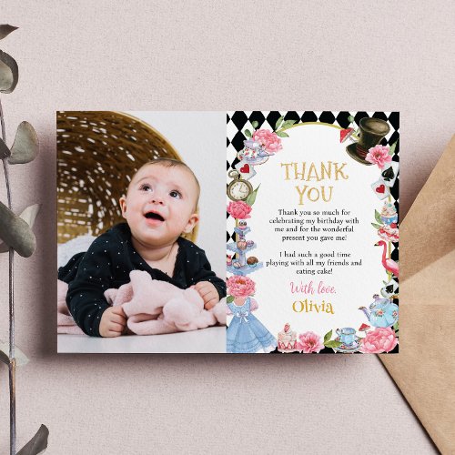 Alice in Wonderland Birthday Thank You Card