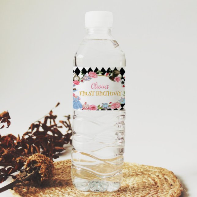 Alice in Wonderland Birthday Water Bottle Label (Creator Uploaded)