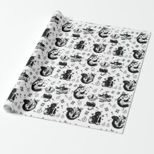 Alice in Wonderland Black And White Design