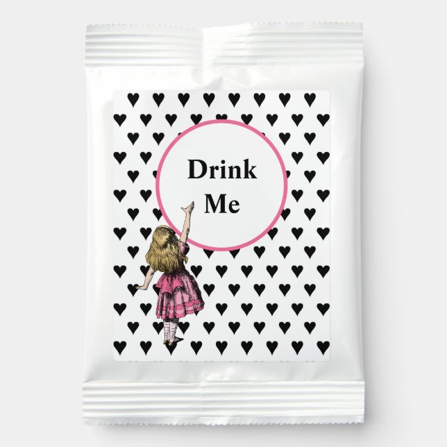 Alice in Wonderland Black Heart Pattern Drink Me Lemonade Drink Mix (Front)