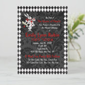 Alice in Wonderland Black Party Invitation (Standing Front)
