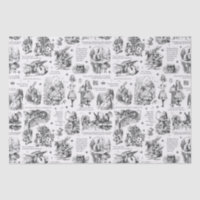 Alice in Wonderland Black White Toile Quotes