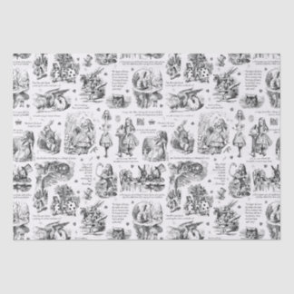 Alice in Wonderland Black White Toile Quotes Tissue Paper