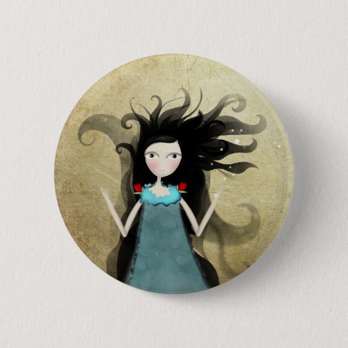 Alice in wonderland blue dress red flowers  Button
