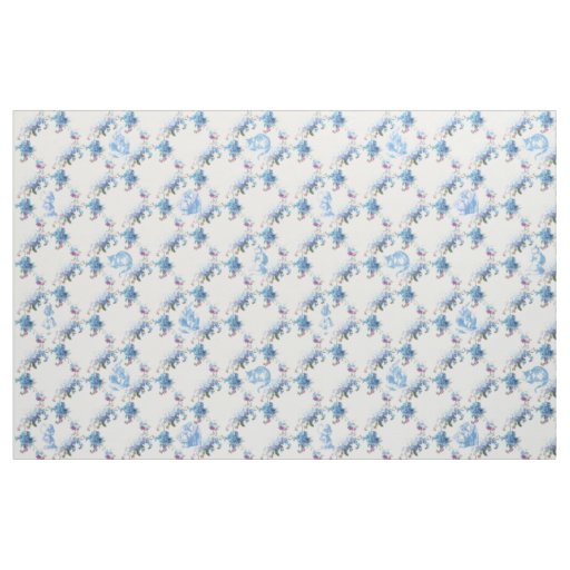 Alice in Wonderland Blue Floral Fabric