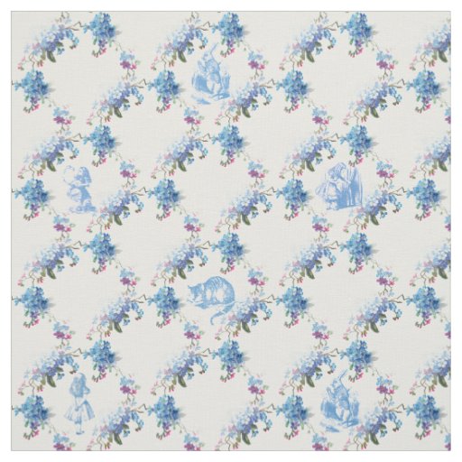 Alice in Wonderland Blue Floral Fabric