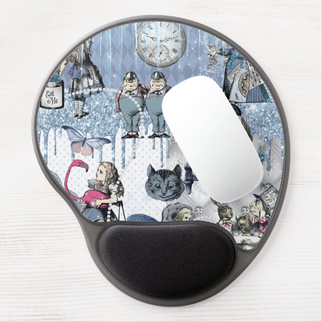 Alice in Wonderland Blue Ice Elegant Gel Mouse Pad (Left Side)