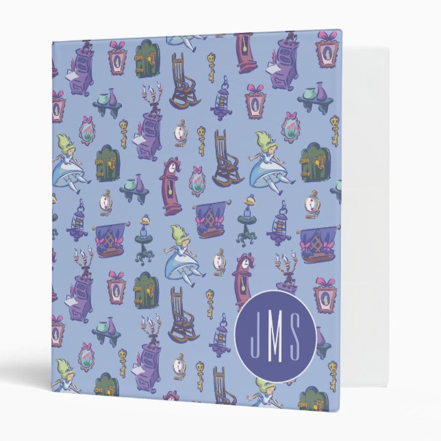 Alice In Wonderland | Blue Monogram Pattern Binder (Front/Inside)