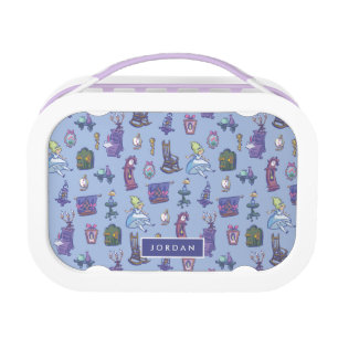Alice In Wonderland Blue Monogram Pattern Lunch Box