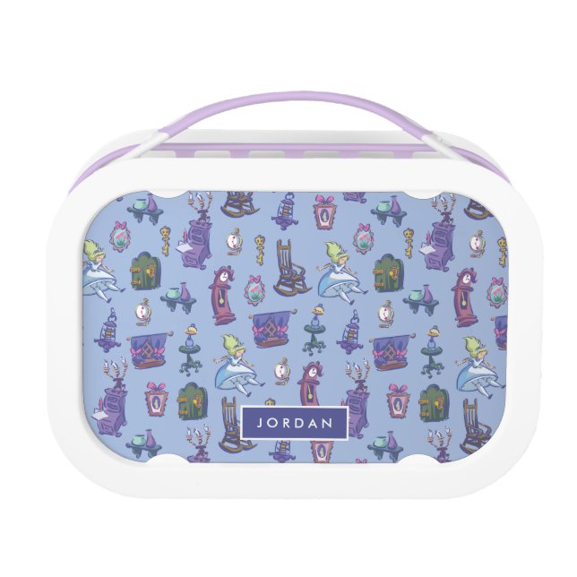 Alice In Wonderland | Blue Monogram Pattern Lunch Box (Front)