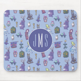 Alice In Wonderland Blue Monogram Pattern Mouse Pad
