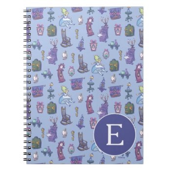 Alice In Wonderland | Blue Monogram Pattern Notebook by aliceinwonderland at Zazzle