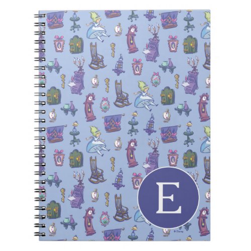Alice In Wonderland  Blue Monogram Pattern Notebook