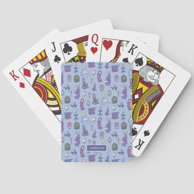 Alice In Wonderland | Blue Monogram Pattern Poker Cards (Back)