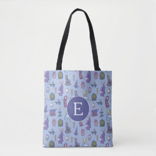 Alice In Wonderland   Blue Monogram Pattern Tote Bag