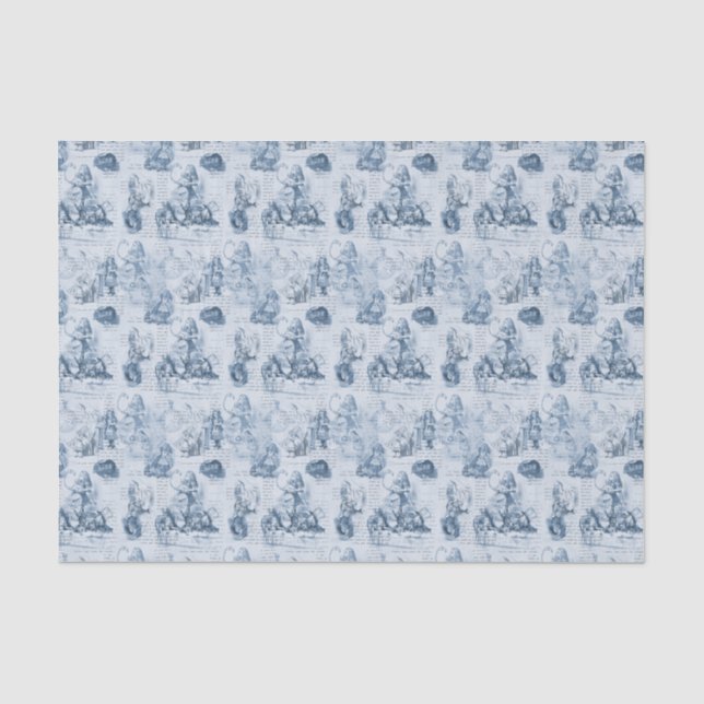 Alice in Wonderland Blue Vintage Book Tissue Paper (Front)