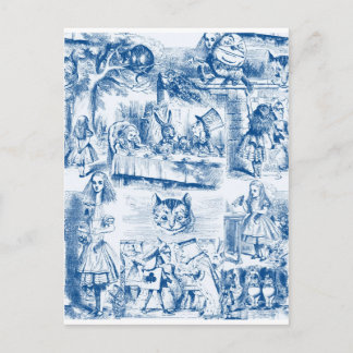 Alice In Wonderland Blue & White Toils Postcard