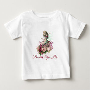 Alice in Wonderland Blush Floral Personalized Baby T-Shirt
