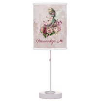 Alice in Wonderland Blush Floral Personalized Table Lamp