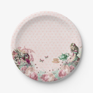 Alice in Wonderland Blush & Mint Tea Party Paper Plates