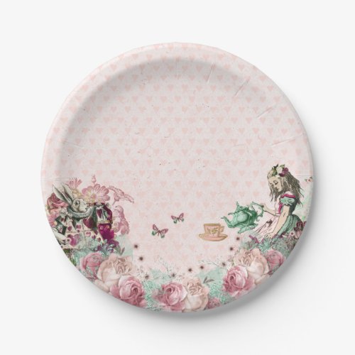 Alice in Wonderland Blush  Mint Tea Party Paper Plates
