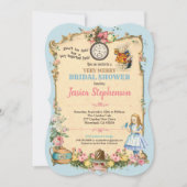 Alice in Wonderland bridal shower invitaion blue Invitation (Front)