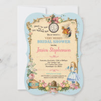 Alice in Wonderland bridal shower invitation blue