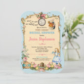 Alice in Wonderland bridal shower invitaion blue Invitation (Standing Front)