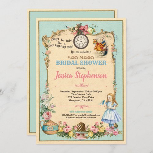 Alice in Wonderland bridal shower invitaion Invitation