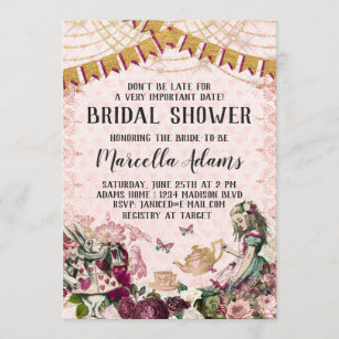 Alice in Wonderland Mad Tea Party Bridal Shower Invitation-awl1