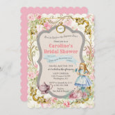 Alice in Wonderland bridal shower invitation blue