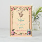 Alice in Wonderland bridal shower invitation pink (Standing Front)