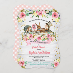 Alice in Wonderland bridal shower invitation pink