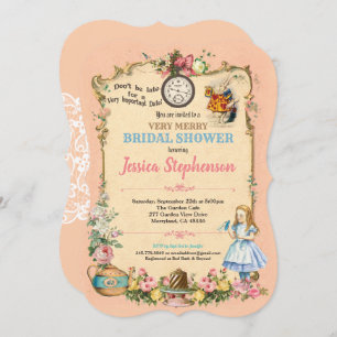 Alice in Wonderland bridal shower invitation pink