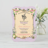 Alice in Wonderland bridal shower invitation tea (Standing Front)
