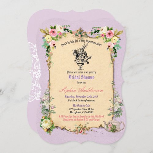 Alice in Wonderland bridal shower invitation tea