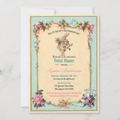 Alice in Wonderland bridal shower invitation teal (Front)