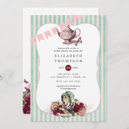 Alice In Wonderland Bridal Shower Tea Party Invitation