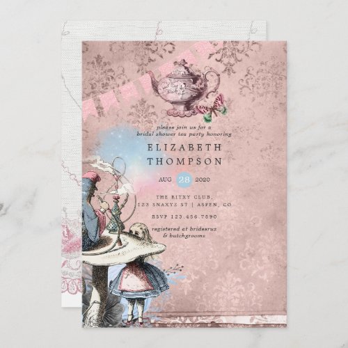 Alice In Wonderland Bridal Shower Tea Party Invitation