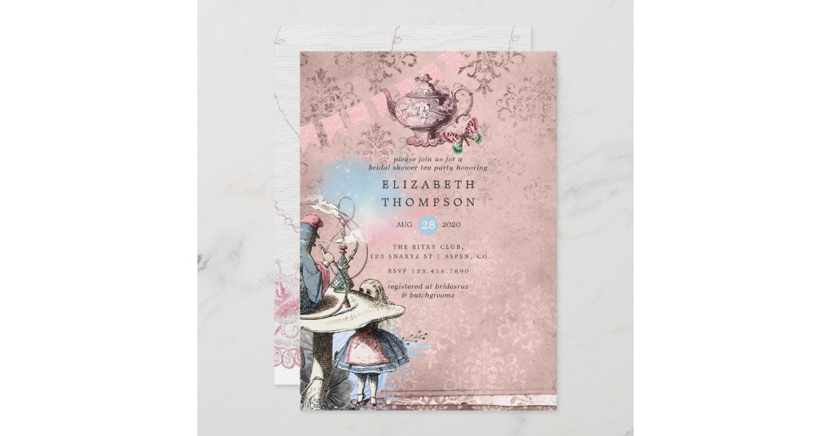 Tea Party Bridal Shower Alice In Wonderland Invite