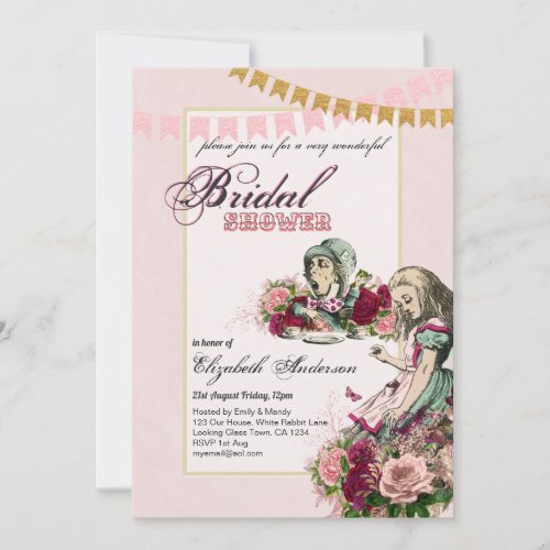 Alice in Wonderland Bridal Shower Tea Party Invite