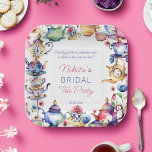 Alice in wonderland bridal shower tea party paper plates<br><div class="desc">Alice in wonderland bridal shower tea party tableware personalized paper plates,  modern watercolor tea party themed bridal shower,  cups and sauces,  tea pots and flowers</div>