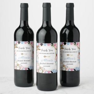 Alice in Wonderland Bridal Shower Tea Party  Wine Label