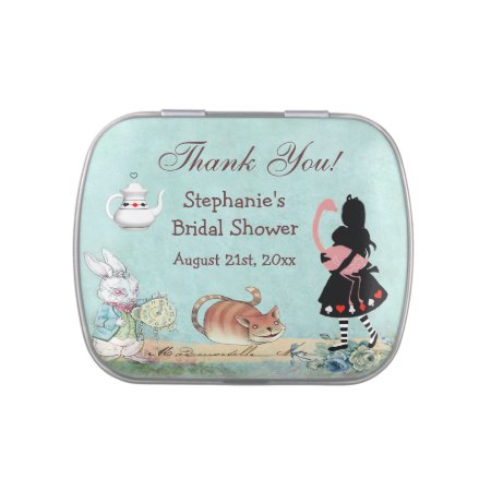 Alice In Wonderland Bridal Shower Thank You Favor Candy Tin
