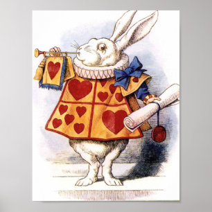Alice In Wonderland Bunny Horn Hearts Poster