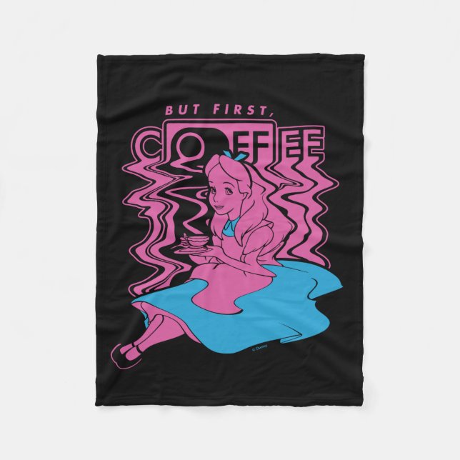 Alice In Wonderland | But First Coffee Fleece Blanket (Front)