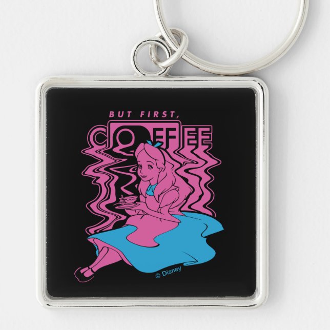 Alice In Wonderland | But First Coffee Keychain (Front)