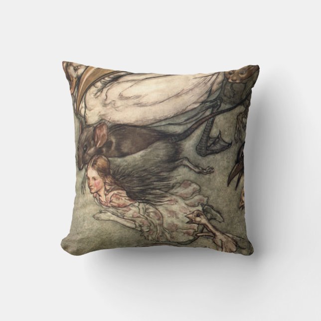 Alice in Wonderland by Arthur Rackham Throw Pillow (Front)