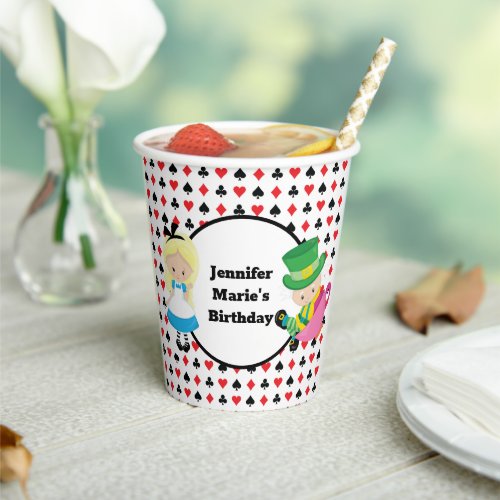 Alice in Wonderland Card Deck Custom Kids Birthday Paper Cups